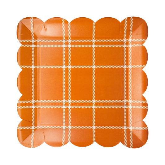 Thanksgiving Plates | Rust Windowpane 10" Paper Plate