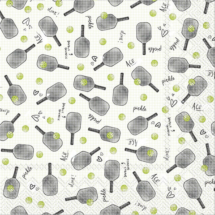 Pickleball Pattern Paper Cocktail Napkin, Pack of 20