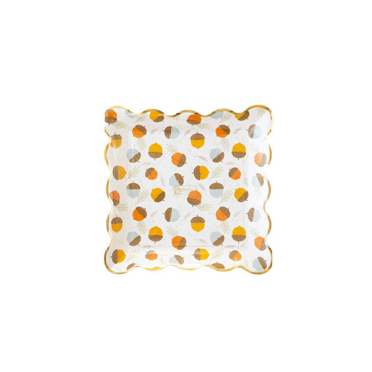 Harvest Scattered Acorn Paper Plate, Thanksgiving Dinner Plate