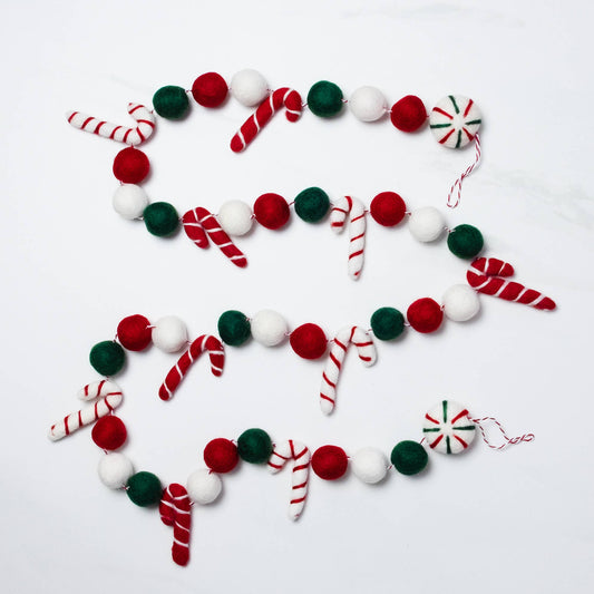 Christmas Candy Cane Felt Garland - From the Winding Road