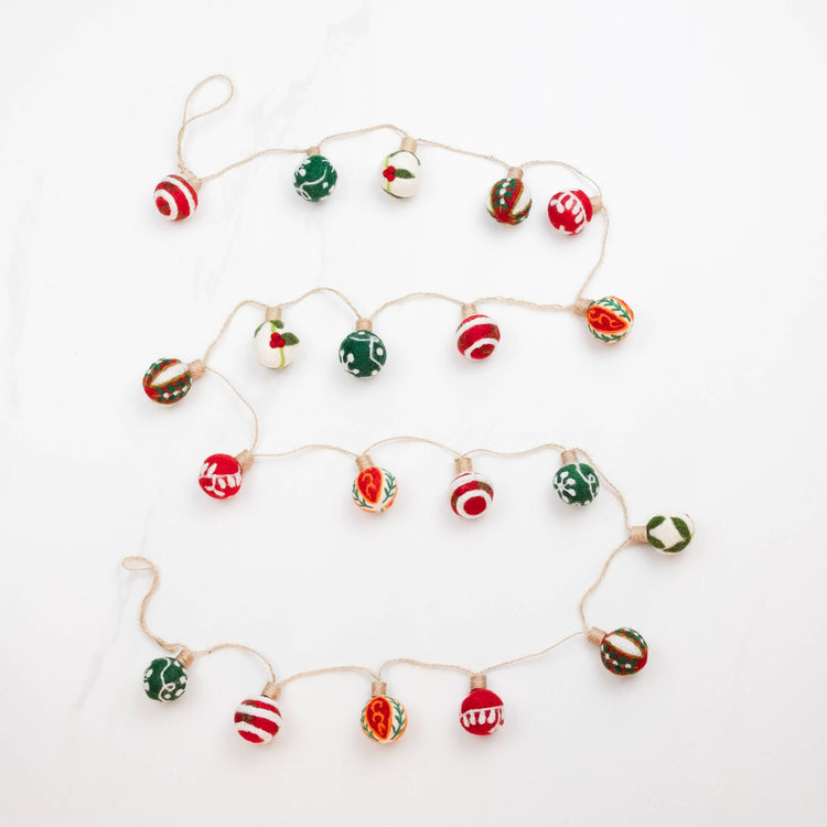 The Winding Road - Garland - Embroidered Christmas Balls - Christmas Decor