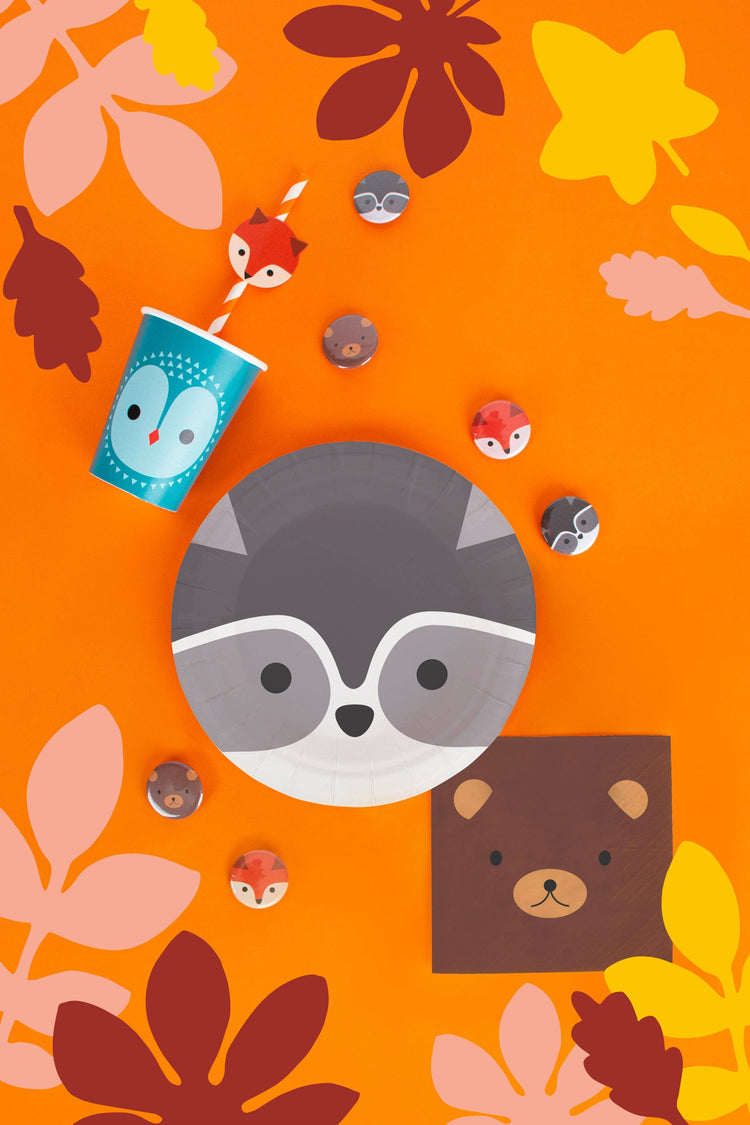 Forest Animal Plates, Set of 8 Woodland Themed Small Paper Plates, From My Little Day