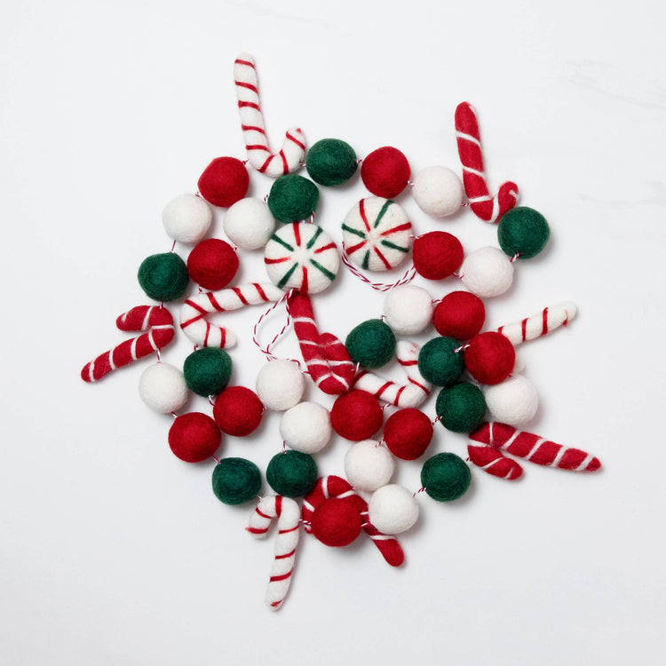 Christmas Candy Cane Felt Garland - From the Winding Road