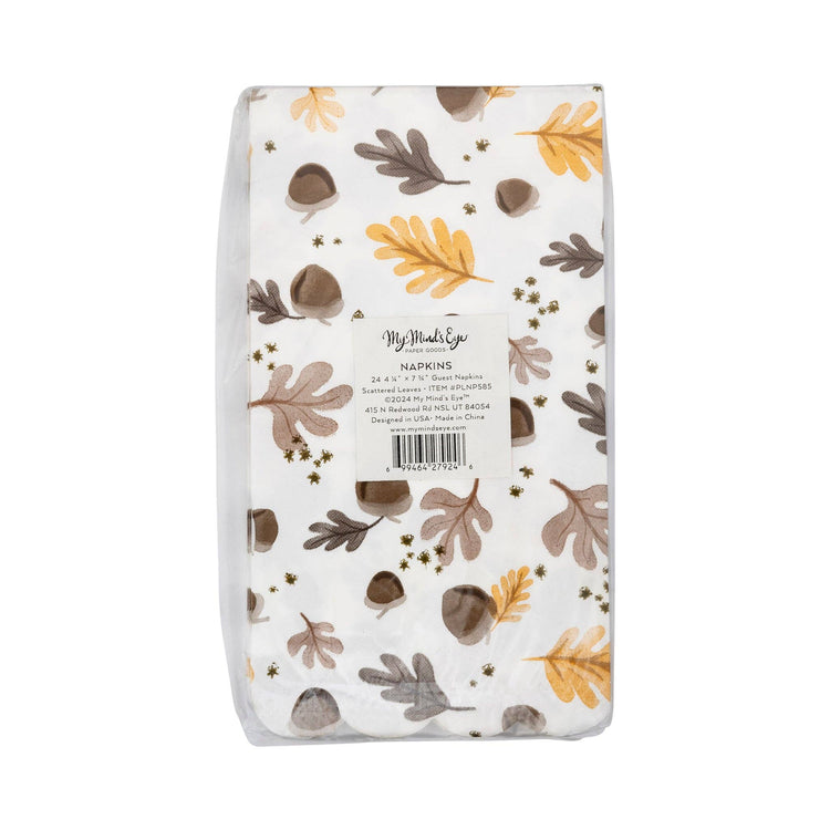 Scattered Leaves Scallop Dinner Napkin, Great for Thanksgiving