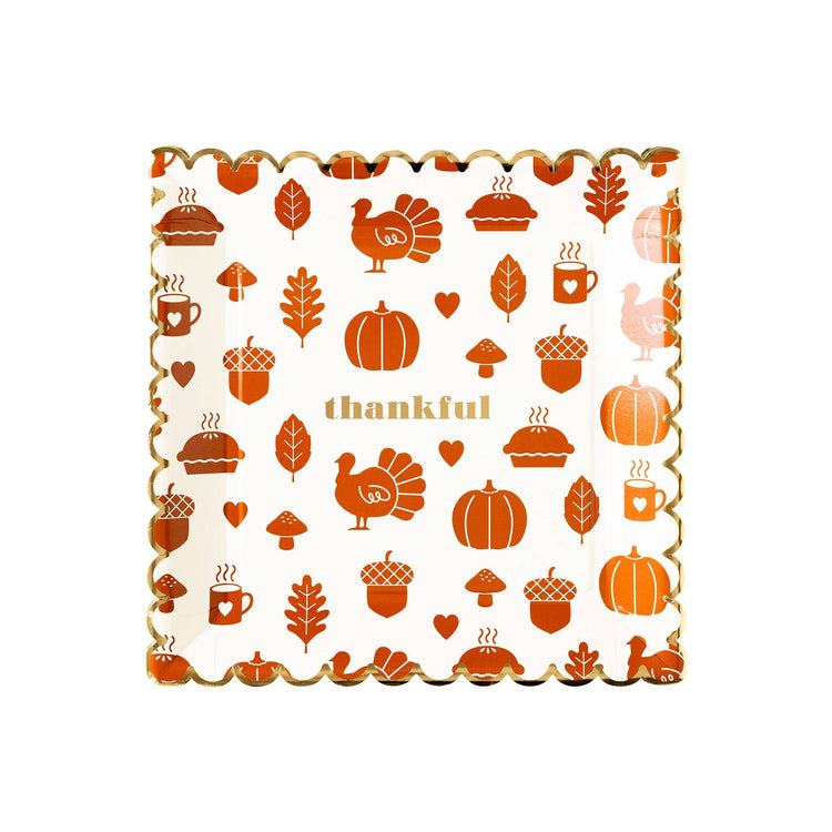 Thankful Icons Plate, Thanksgiving Dinner Plate