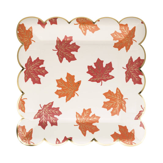 Thanksgiving Leaf Plate, Falling Leaves 9" Paper Plate