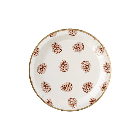 Thanksgiving Harvest Pine Cone Plate, Set of 8 Fall Pine Cone Plates, 9" Diameter