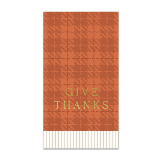 Thanksgiving Plaid Guest Napkins | Give Thanks Plaid Dinner Napkin