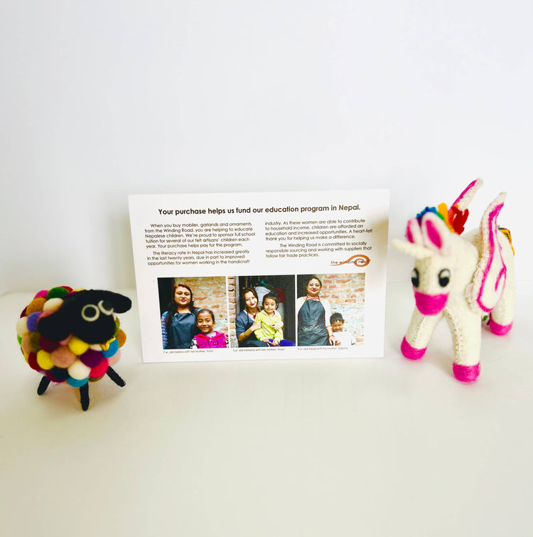 Santa with Sleigh and 8 Reindeer Felt Garland, Adorable 54" Christmas Garland From the Winding Road