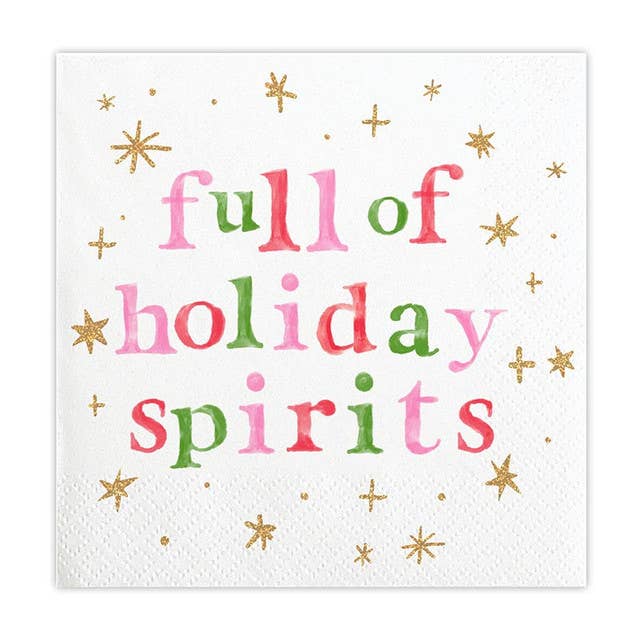 Slant Collections by Creative Brands - Foil Beverage Napkins - Full of Holiday Spirits