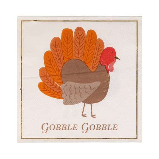 Thanksgiving Cocktail Napkins |Gobble Gobble Cocktail Napkin | Set of 18 Paper Napkins