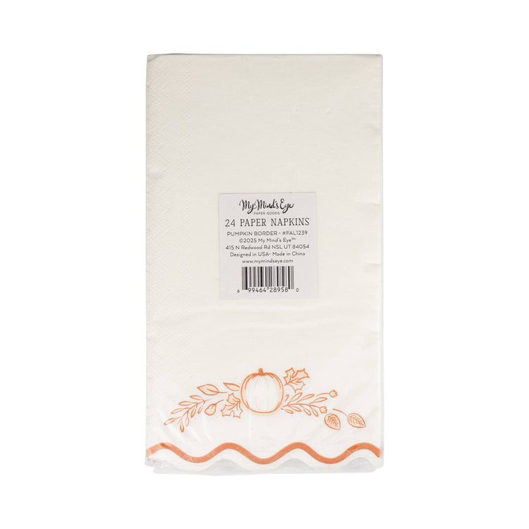 Thanksgiving Pumpkin Guest Napkin, Set of 24 Paper Napkins