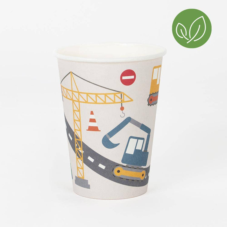 Construction Party Cups, Set of 8 Construction Themed Cups from My Little Day
