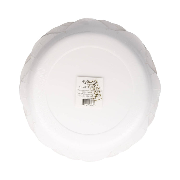 Thanksgiving Dinner Paper Plates, Set of 8 Thanksgiving Icons Plate