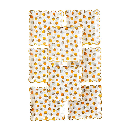 Harvest Scattered Acorn Paper Plate, Thanksgiving Dinner Plate