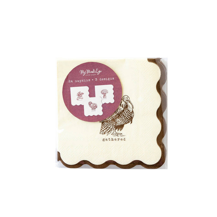 Harvest Icon Paper Cocktail Napkin Set, Thanksgiving Cocktail Napkin