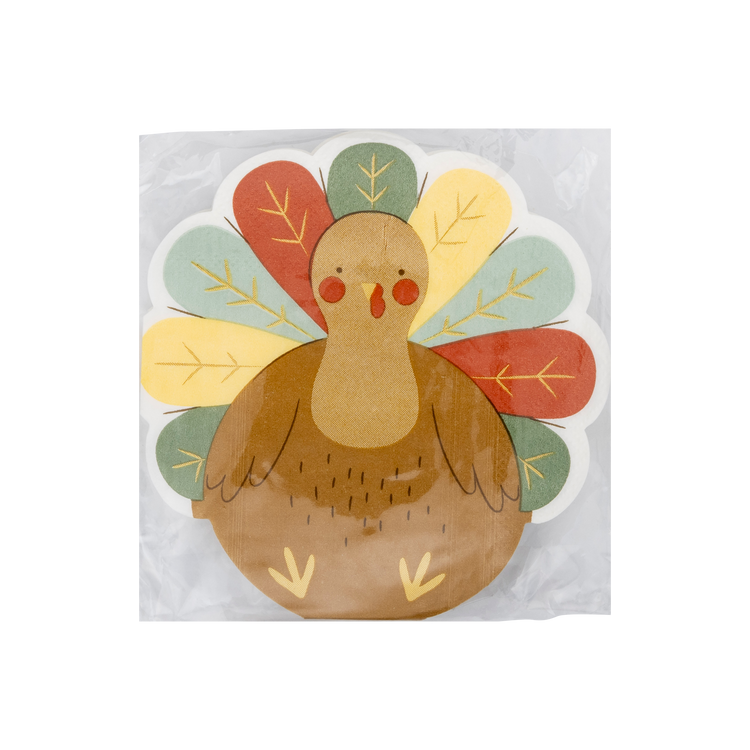 Shaped Turkey cocktail Napkin, Thanksgiving Kids' Table Napkin