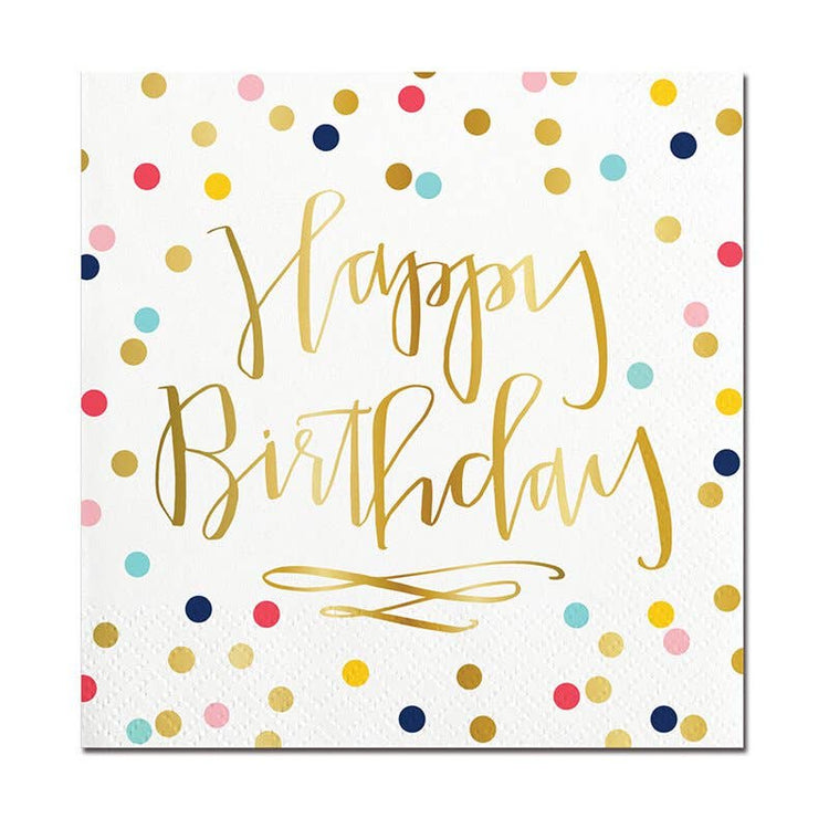 Slant Collections by Creative Brands - Foil Beverage Napkins - Happy Birthday