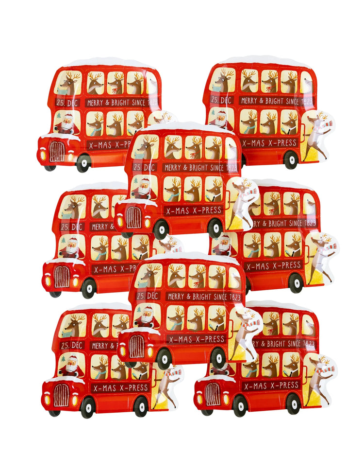 Christmas Reindeer Plates, Set of 8 Dear Rodolph Bus Shaped Paper Plate, 10" x 8"