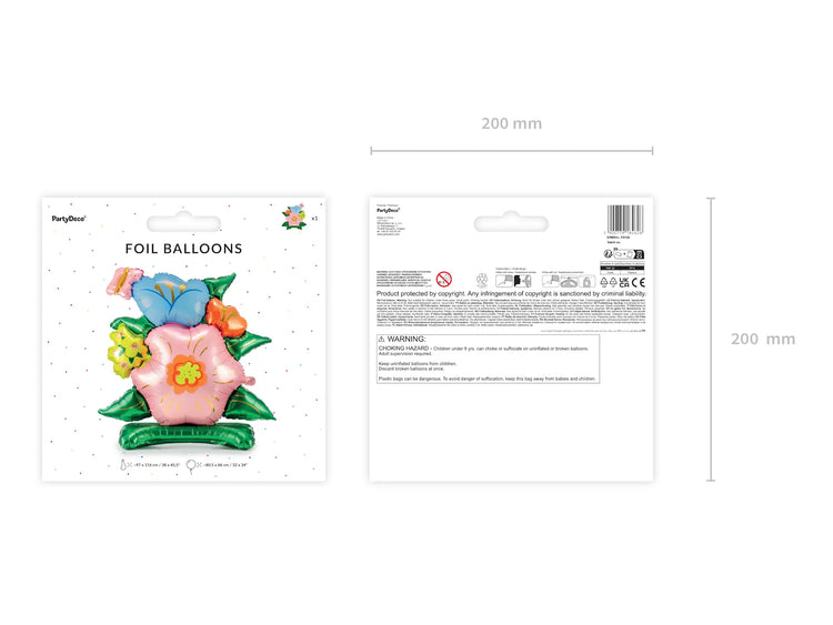 PartyDeco - Standing Foil Balloon - Flowers, 100x116 cm