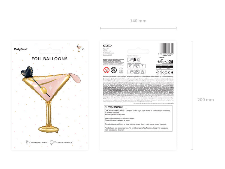 PartyDeco - Foil Balloon - Cocktail Glass, 126x93 cm