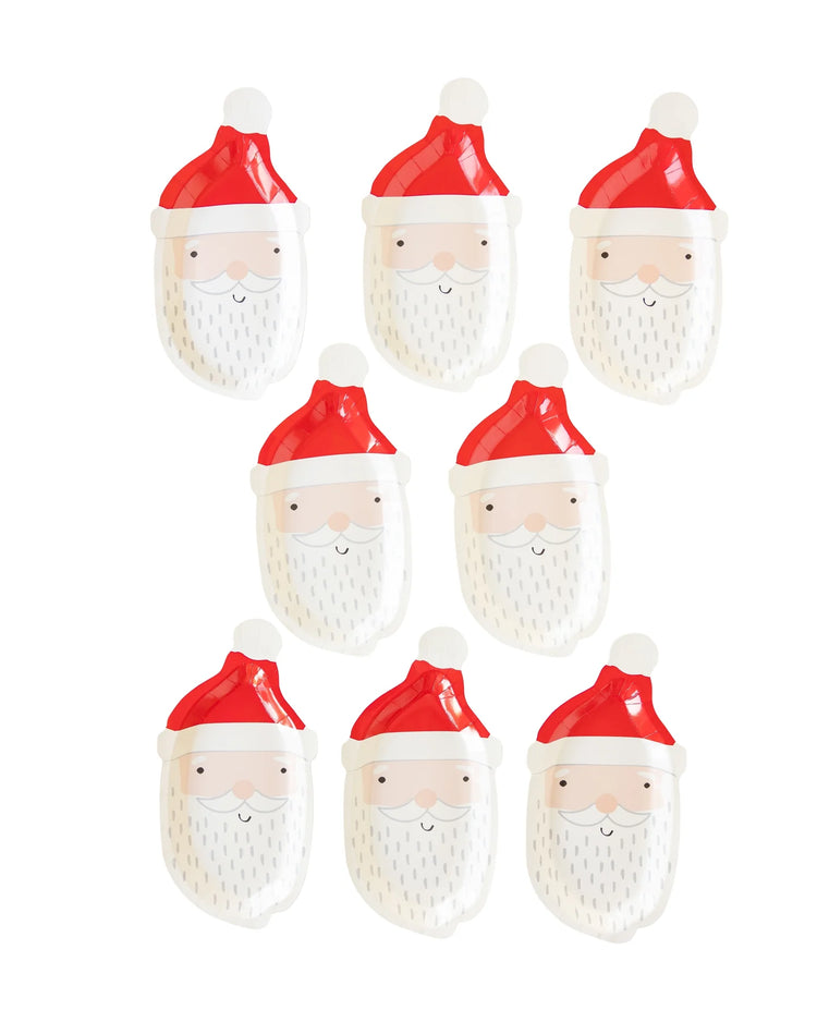 Whimsy Santa Shaped Paper Plate, Set of 8 Christmas Plates, 5.5 x 11 inches