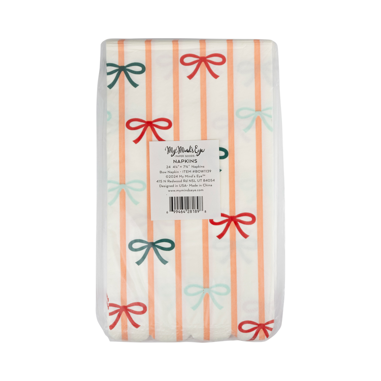 My Mind’s Eye - BOW1139 - Bows and Stripes Scalloped Dinner Napkin