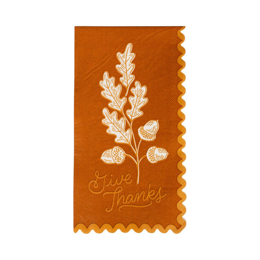 Thanksgiving Guest Napkins | Acorns Give Thanks Dinner Napkin
