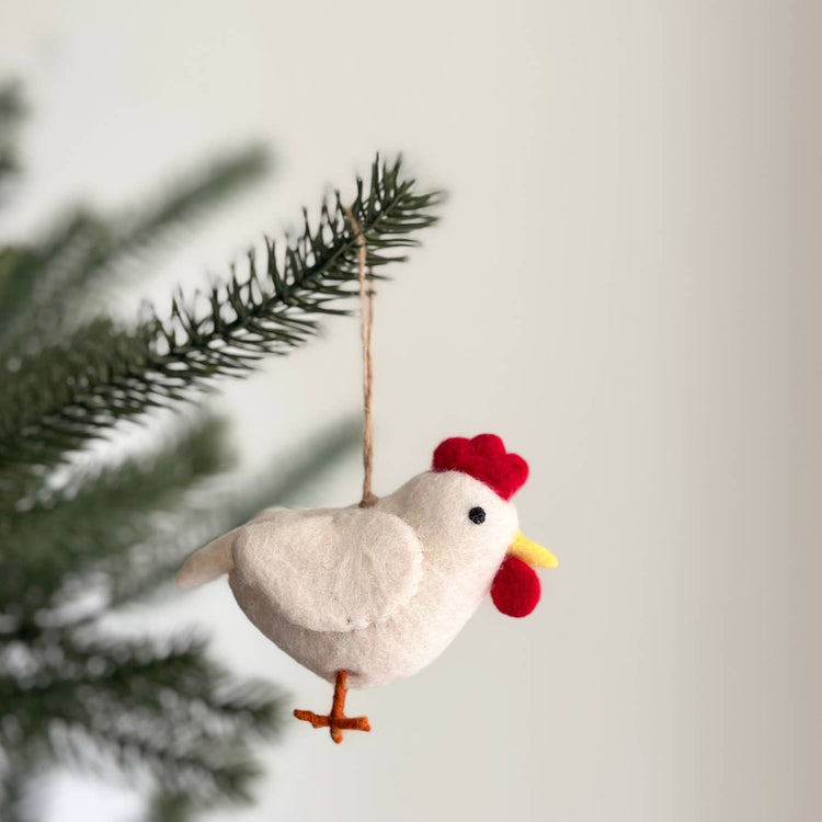 Deer Harbour Design - Felt Chicken Ornament: Beige