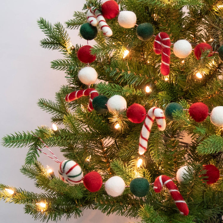Christmas Candy Cane Felt Garland - From the Winding Road