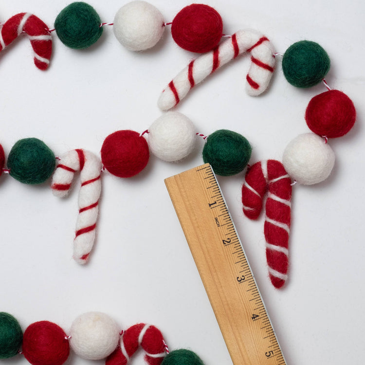 Christmas Candy Cane Felt Garland - From the Winding Road