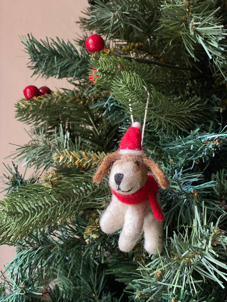 Deer Harbour Design - Jack Russell Dog with Christmas Hat Ornament
