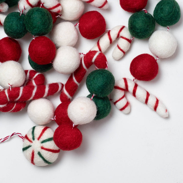 Christmas Candy Cane Felt Garland - From the Winding Road