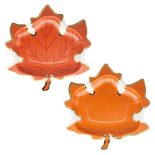 Thanksgiving Fall Leaf Plates, Leaf Shaped Paper Plate Set