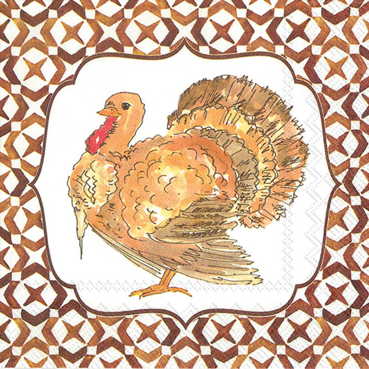 Turkey Thanksgiving Paper Cocktail Napkins, Pack of 20