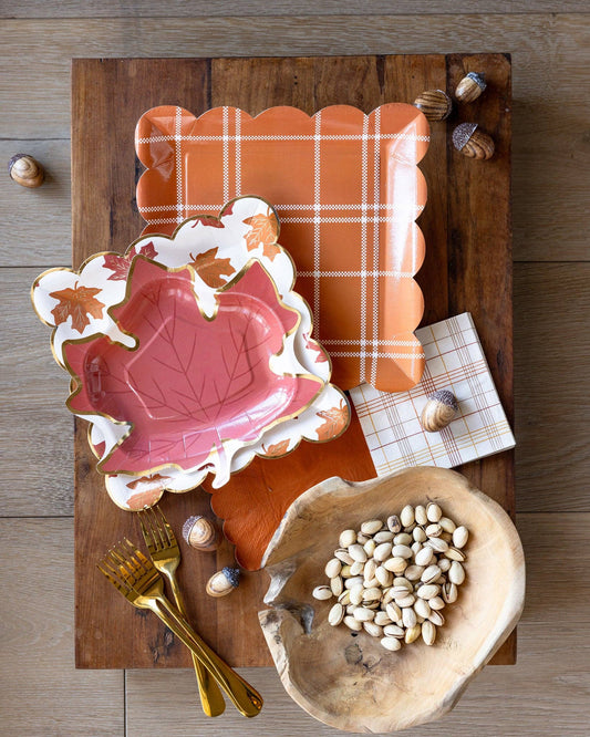 Thanksgiving Plates | Rust Windowpane 10" Paper Plate