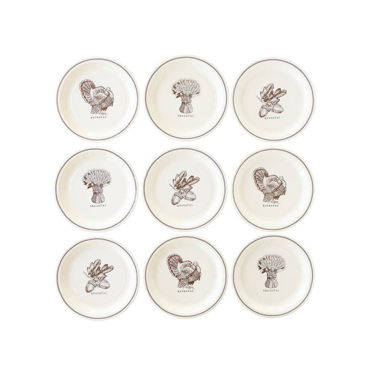 Harvest Icon Paper Plate Set, Thanksgiving Side Plate