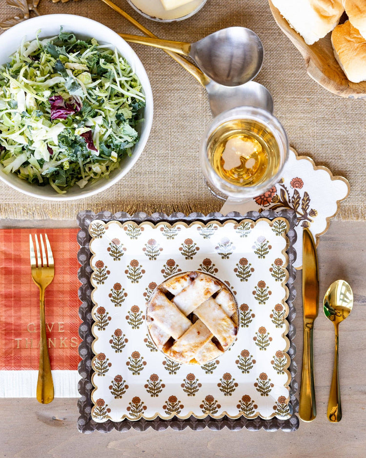 Thanksgiving Plaid Guest Napkins | Give Thanks Plaid Dinner Napkin