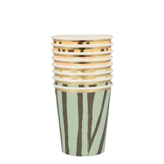 Animal Print Party Cups, Set of 8 Paper Cups with Safari Animal Print by Meri Meri - Cohasset Party Supply