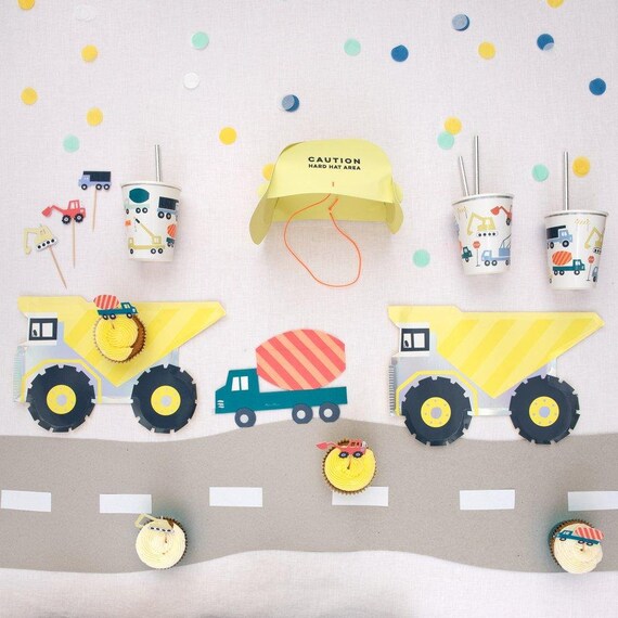 Dump Truck Paper Plates, Set of 8 Meri Meri Truck Party Plates, Great for a construction truck-themed birthday party - Cohasset Party Supply