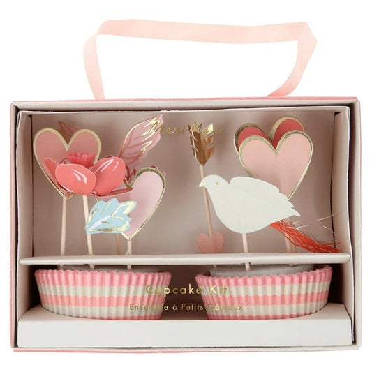 Valentine Cupcake Kit, Meri Meri Valentine Cupcake Kit includes 24 Liners & 24 Cupcake Toppers in 8 Designs