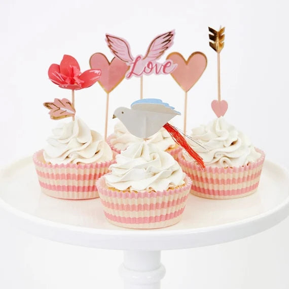 Valentine Cupcake Kit, Meri Meri Valentine Cupcake Kit includes 24 Liners & 24 Cupcake Toppers in 8 Designs
