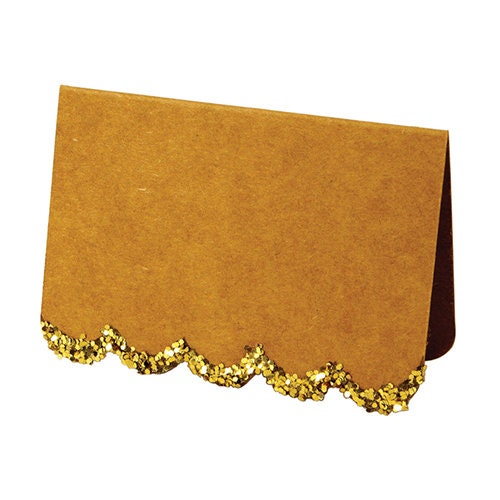 Gold Glittered Kraft Scallop Place Cards, Set of 10 Meri Meri Kraft Name Cards, Perfect for Thanksgiving place settings!