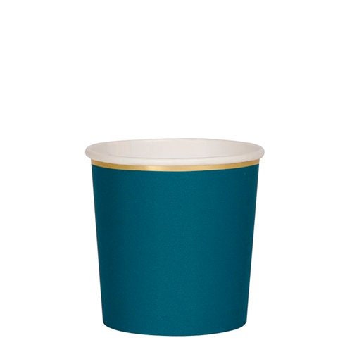 Dark Teal Small Party Cups, Set of 8 Meri Meri Beautiful Basics Dark Green Tumbler Paper Cups, Holds 9 Ounces