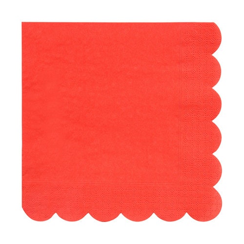 Red Large Napkins, Set of 20 Meri Meri Beautiful Basics Large Red Napkins, 7" x 7"