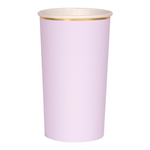 Lilac Highball Party Cups, Set of 8 Meri Meri Beautiful Basics Tall Lavender Paper Cups, Holds 14 Ounces