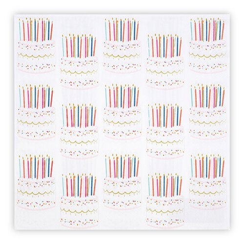 Jumbo Birthday Cake Paper Napkins, Set of 20 Gold Extra Large Birthday Cake Party Napkins, Perfect for a Birthday Party!