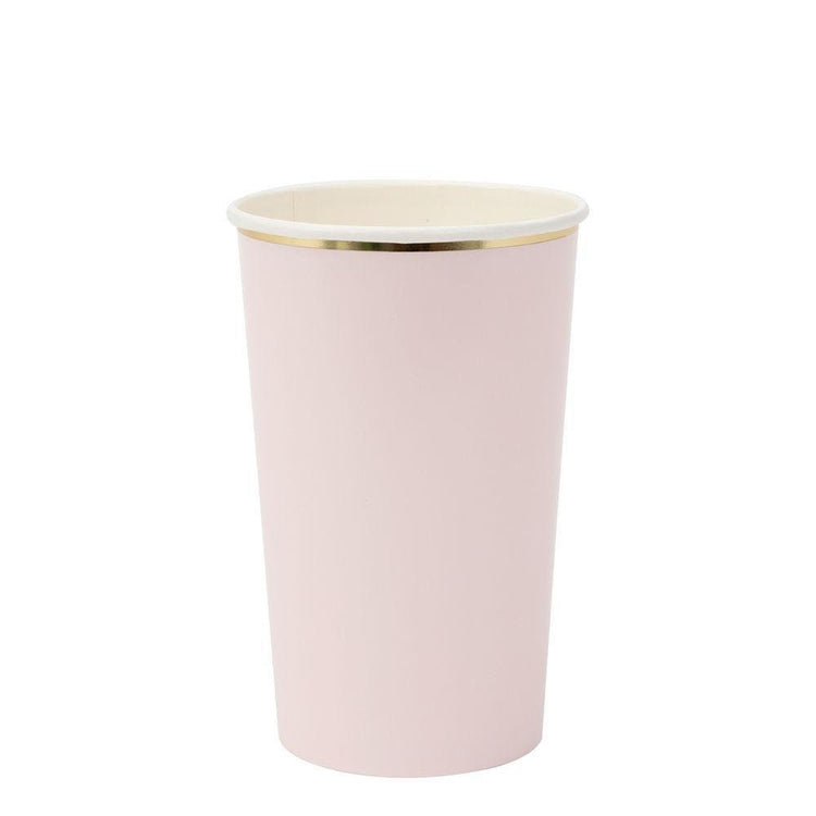 Rainbow Party Cups, Set of 8 Meri Meri Party Palette Highball Paper Cups with Gold Foil Rim, Holds 14 Ounces