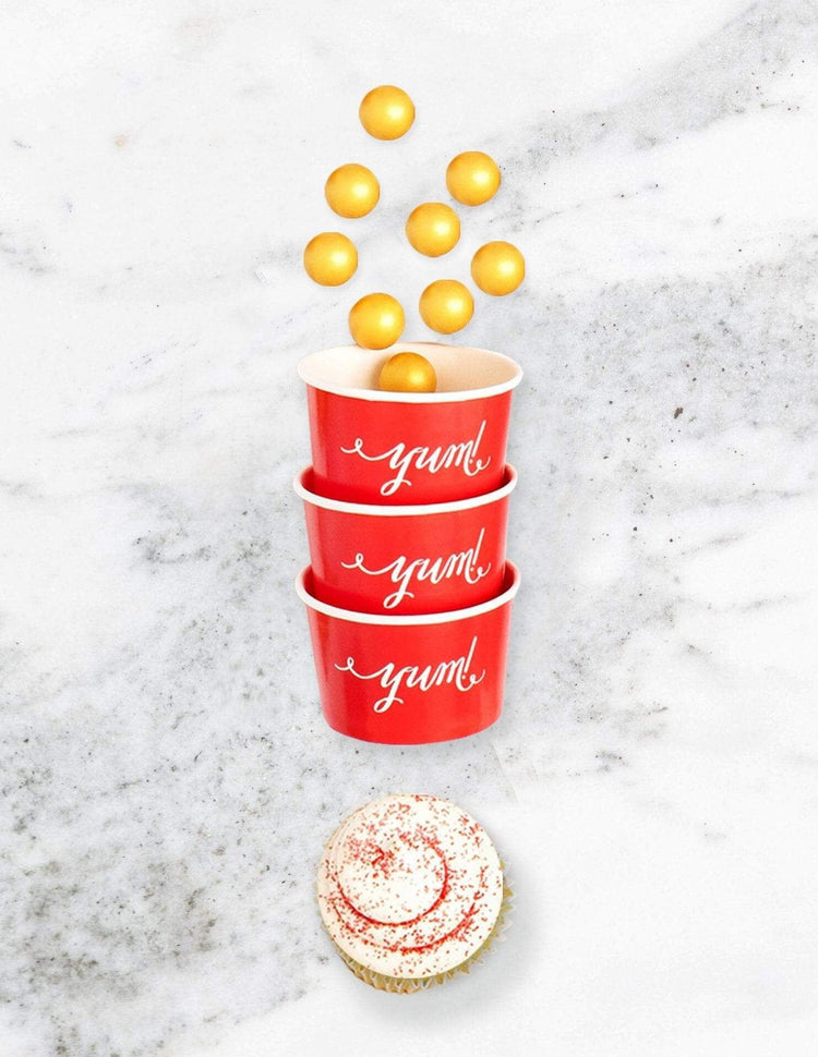 Red Ice Cream Cups, Set of 12 Ice Cream or Candy Cups, Perfect for Ice Cream Socials and Birthday Parties