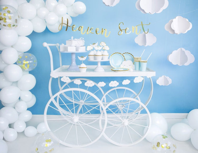 Cloud Shaped Napkins, Set of 20 Cloud Napkins with a Sleeping Smiley Face, Perfect Touch for a Baby Shower or Spring Birthday